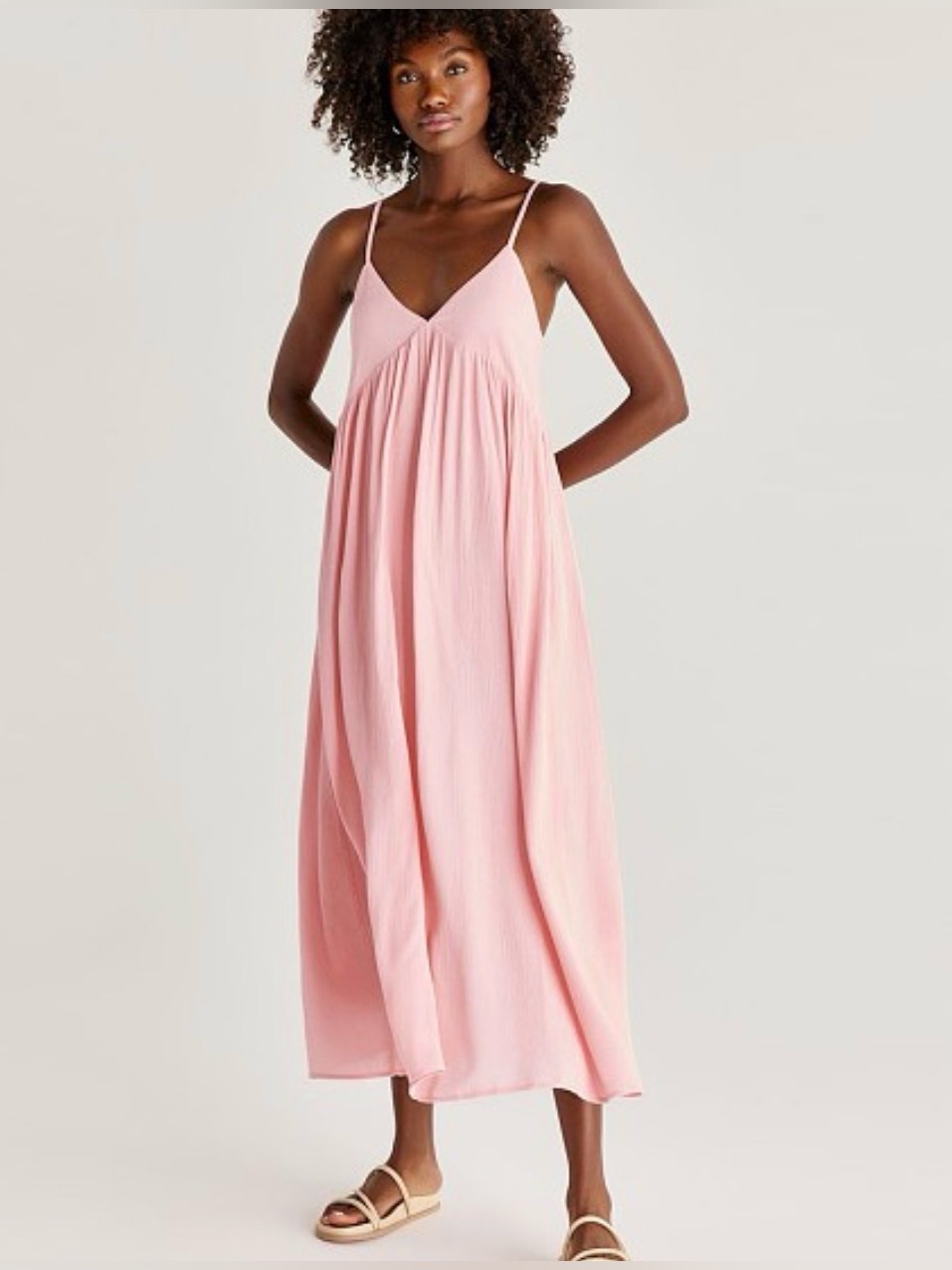 Z Supply Atlas Midi Dress Guava Crinkle Babydoll Rayon M